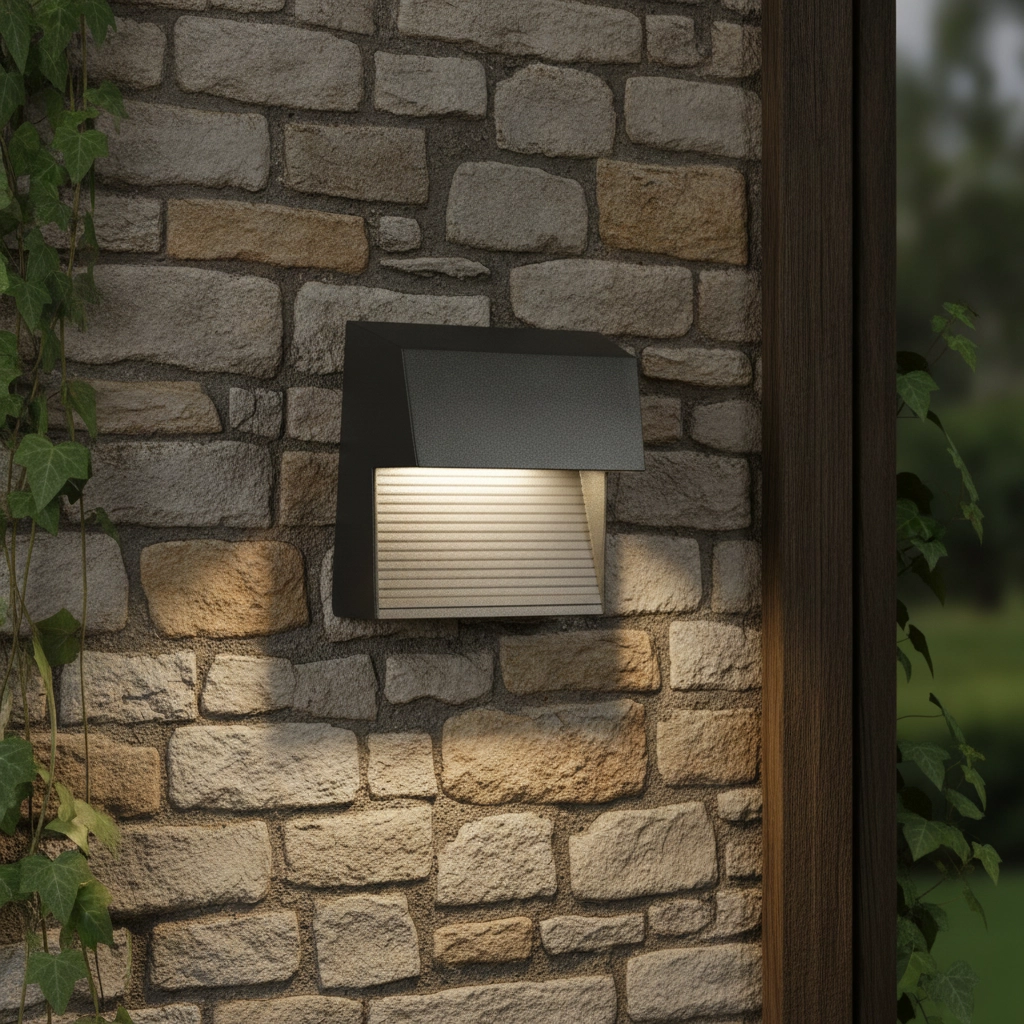 Vierkante wandlamp Krypton 15cm grijs