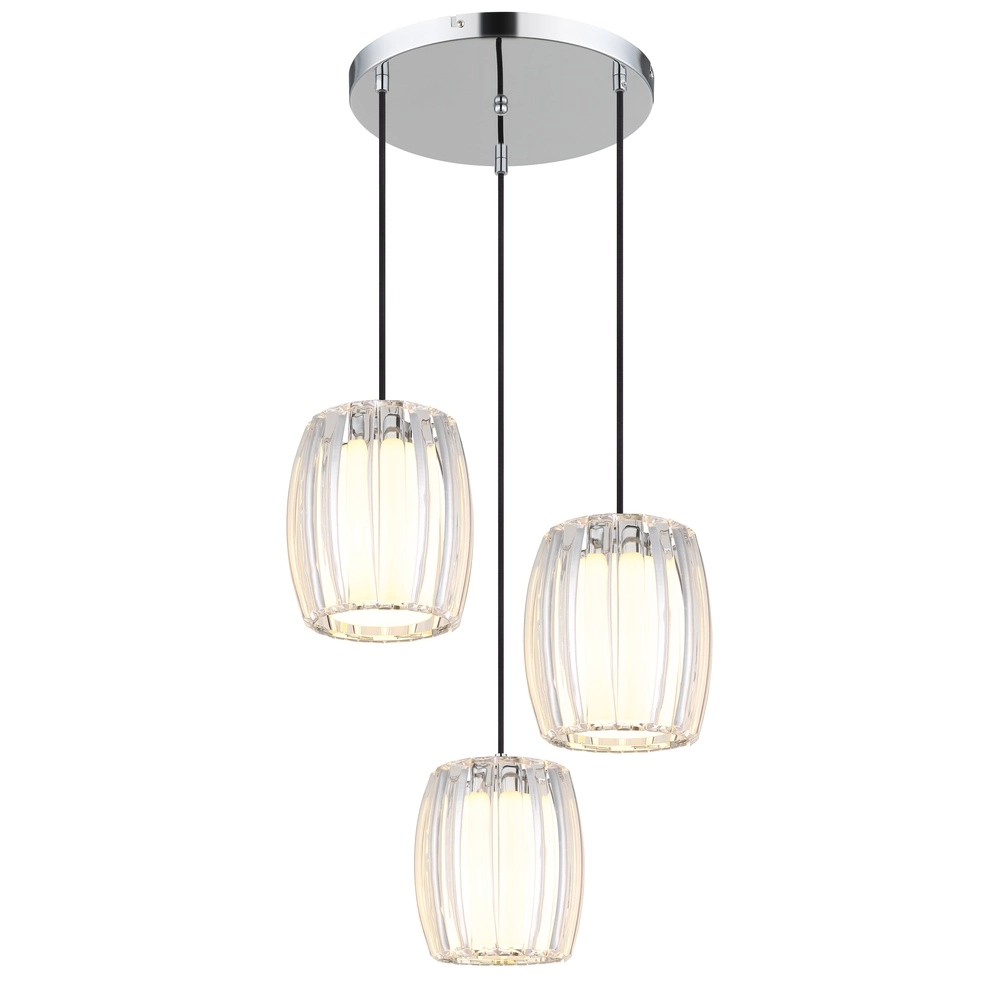 3-lichts hanglamp Maribel chroom rond