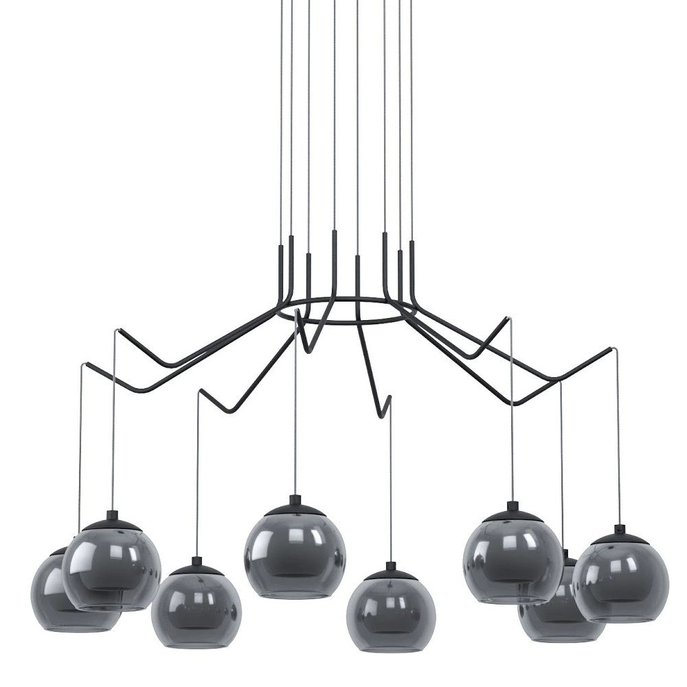 8-lichts hanglamp Rovigana zwart Stars of Light 9002759395117