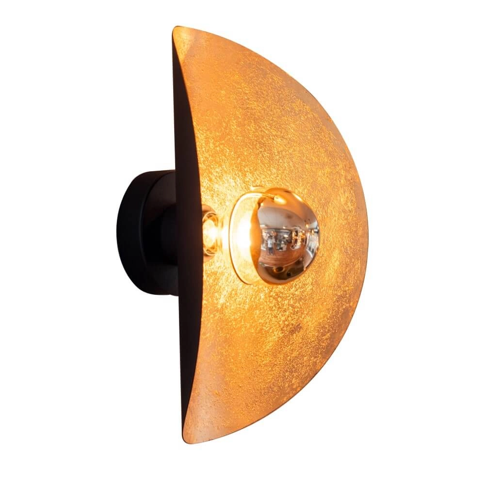 Zwarte wandlamp Saceda met goud