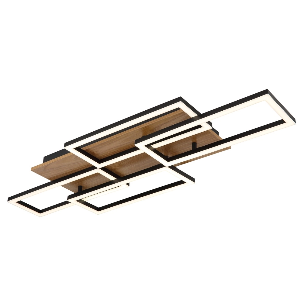 Design plafondlamp Jeffry zwart met hout
