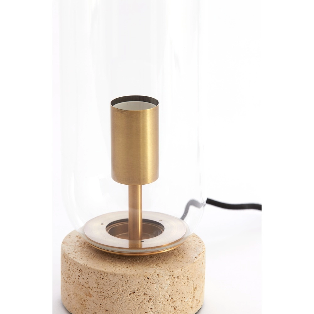 Glazen tafellamp Rylano 47cm - met travertin Light & Living 8717807730680