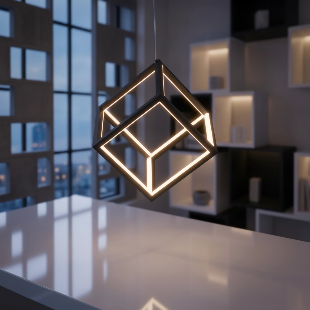 Vierkante hanglamp Gabbia zwart