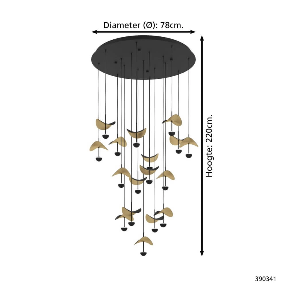 Zwart met goude hanglamp Dracera Stars of Light 9008606270552