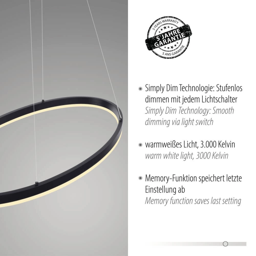 Antraciete hanglamp Titus Ø 80cm Paul Neuhaus 4012248375211