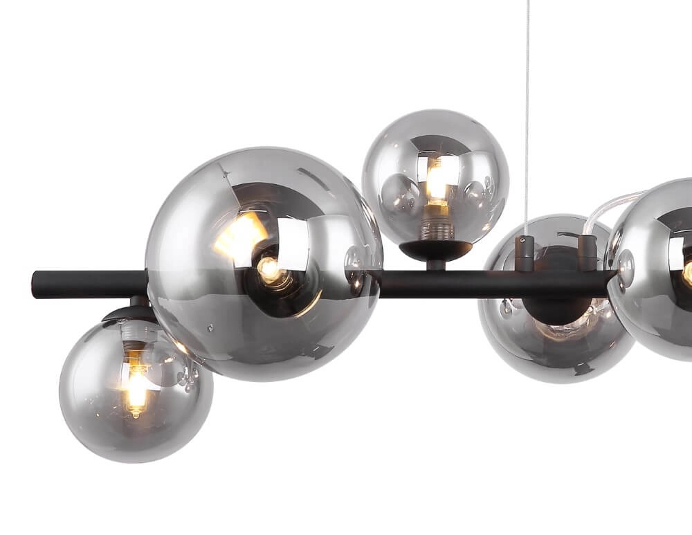 Zwarte hanglamp met smoke glas Riha Globo 9007371387038