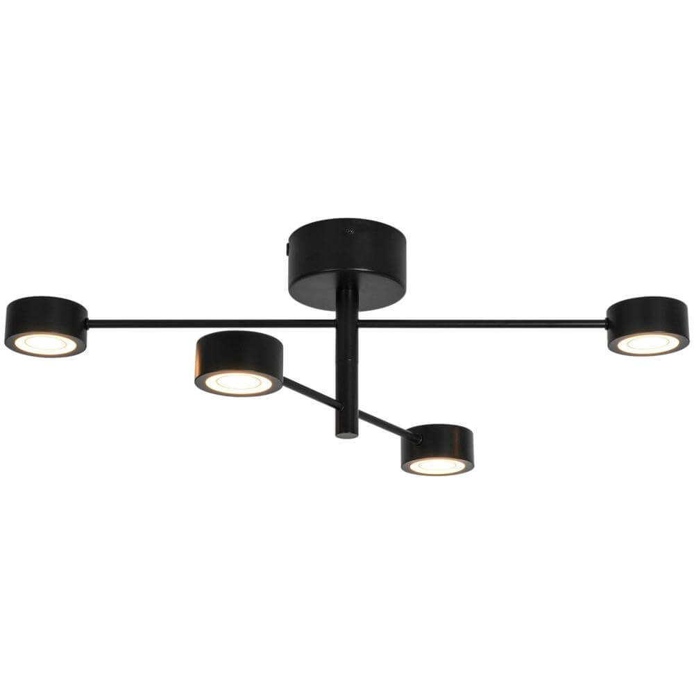 4-lichts plafondlamp Clyde design zwart