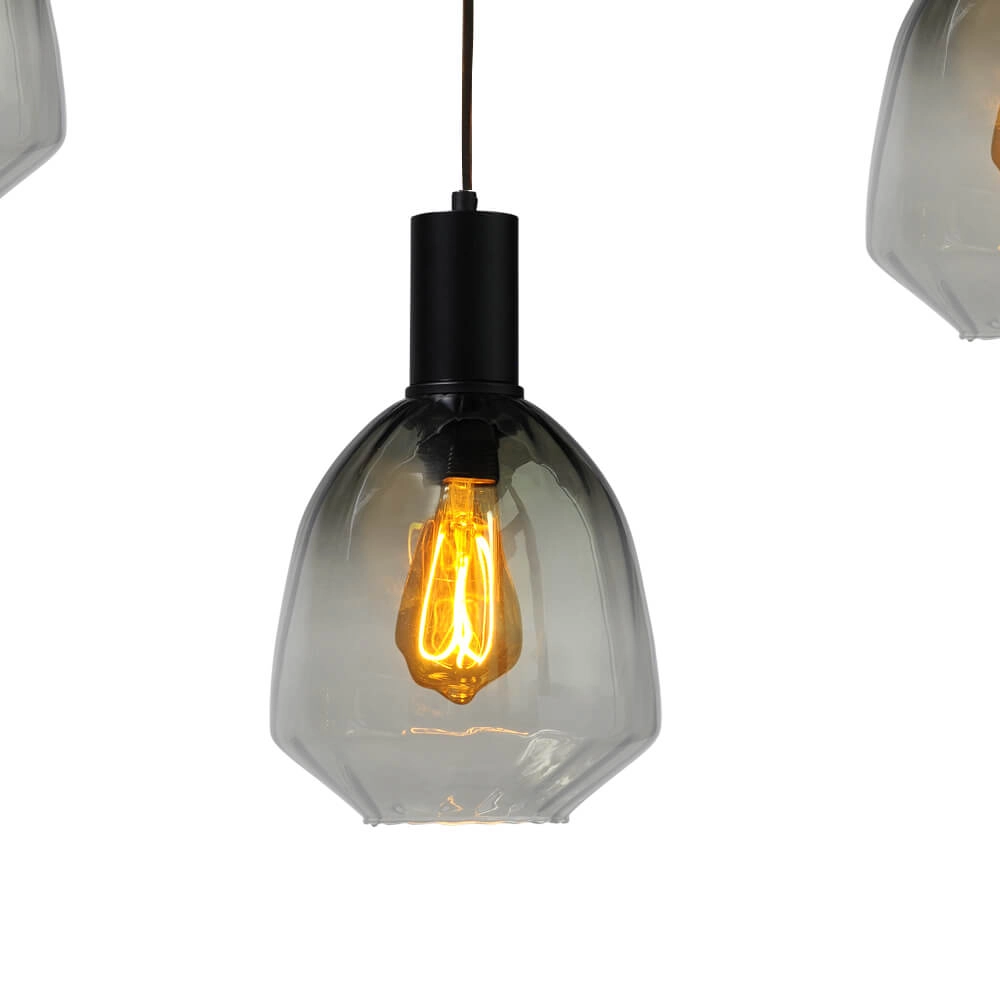 5-lichts hanglamp - zwart - Porto met Nicolette green glazen Masterlight 8718121270364