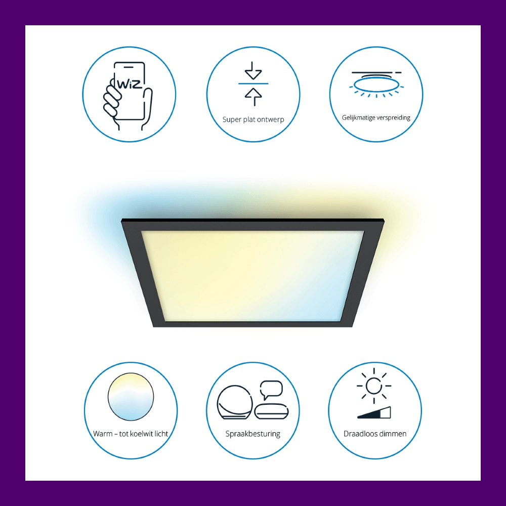 Plafonnière Panel zwart - 36W WiZ 8719514554870