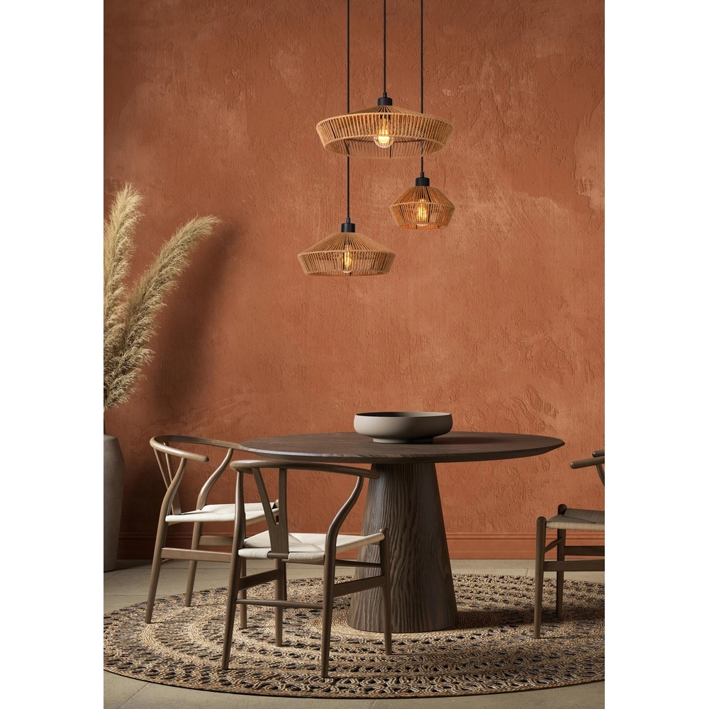 Hanglamp Yunkai Ø 60cm zwart met rotan Lucide 5411212105714