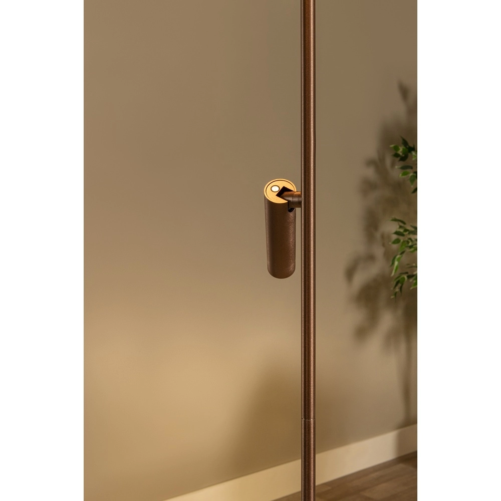 Strakke vloerlamp met leeslamp Applause geborsteld roodkoper - led Premium by Lucide 5411212221872