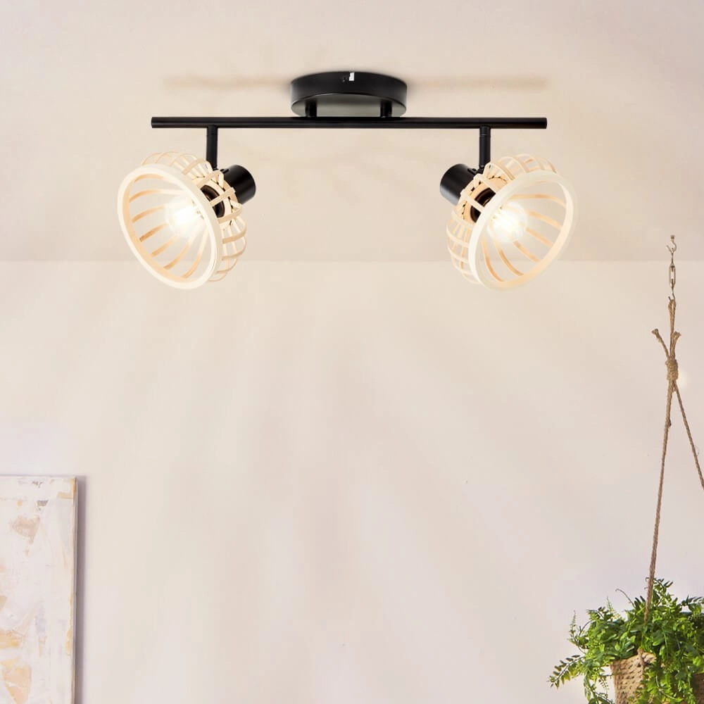 Houten plafondlamp Norah 2-lichts Brilliant 4004353409523
