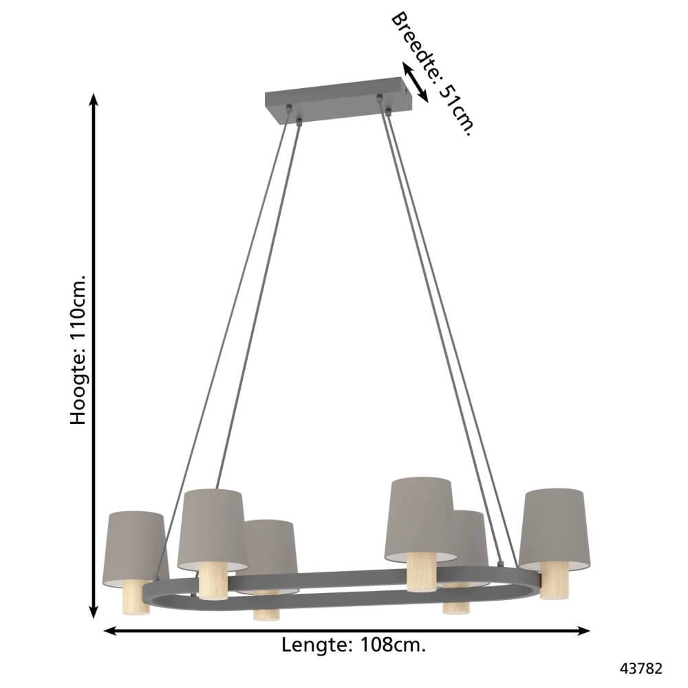 Hanglamp Edale 108x51 cm - met bruine kapjes Eglo 9002759437824