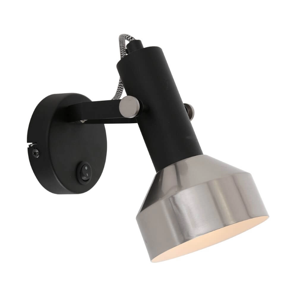 Zwart met RVS wandlamp Acier Steinhauer 8712746151442