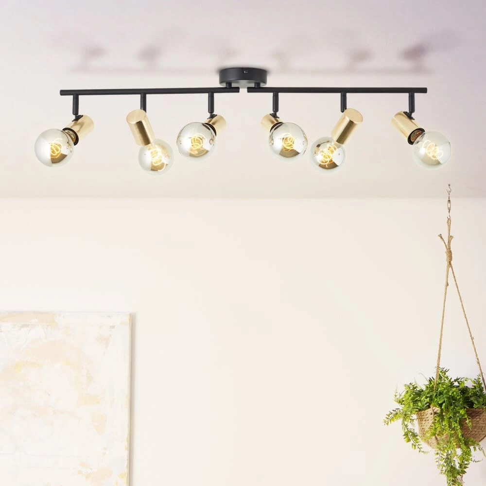 Zwart met gouden plafondlamp Kerry 6-lichts Brilliant 4004353409059