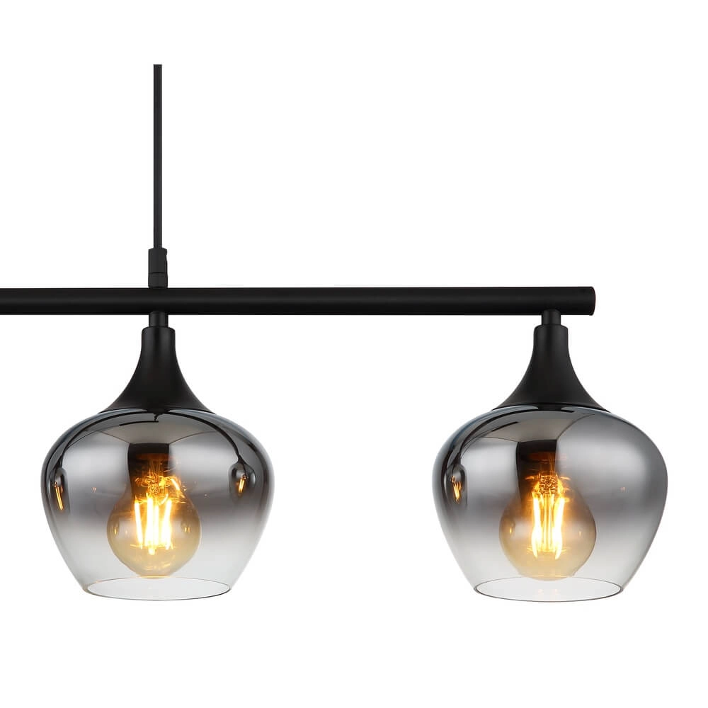 4-lichts hanglamp Maxy zwart met smoke glas Globo 9007371471188