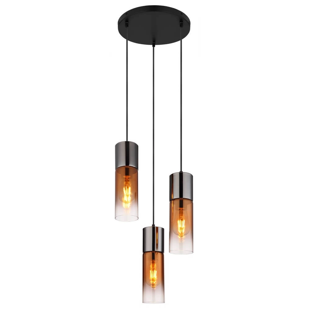 Strakke hanglamp Annika 3-lichts gunmetal rond Strakke hanglamp Annika 3-lichts gunmetal rond