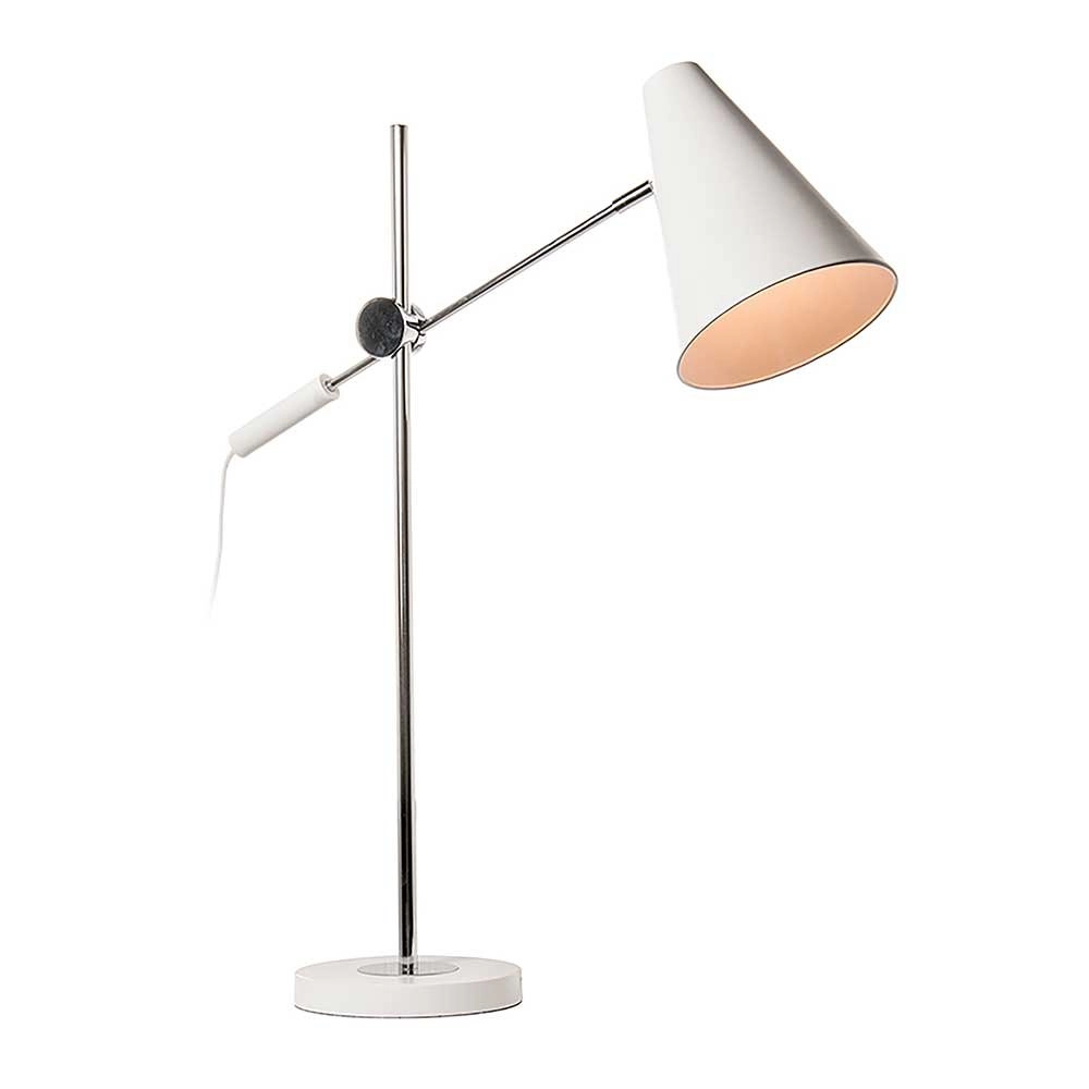 Strakke bureaulamp Obscur wit met chroom
