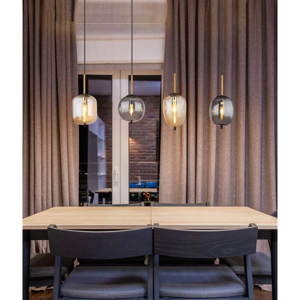 Hanglamp Blacky amber en smoke glas 4-lichts Globo 9007371431717