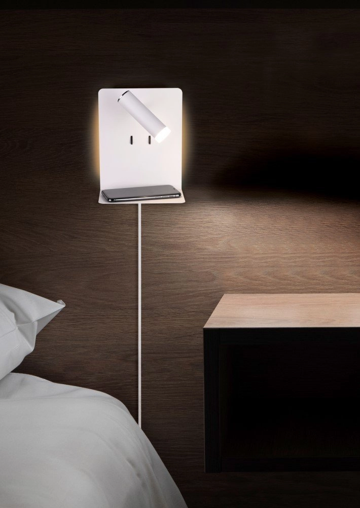 Wand lamp Element met schapje mat wit Trio 4017807399875