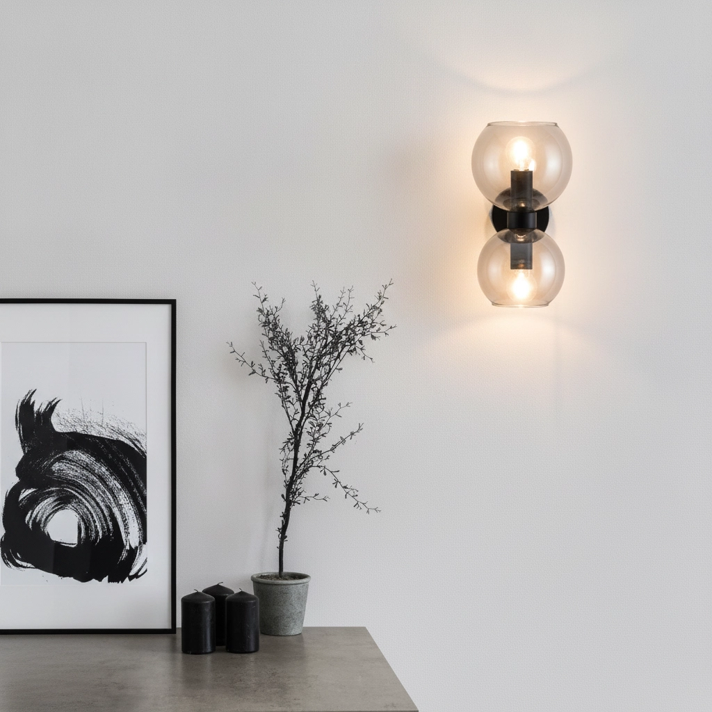 Wandlamp Palmer zwart met smoke glas