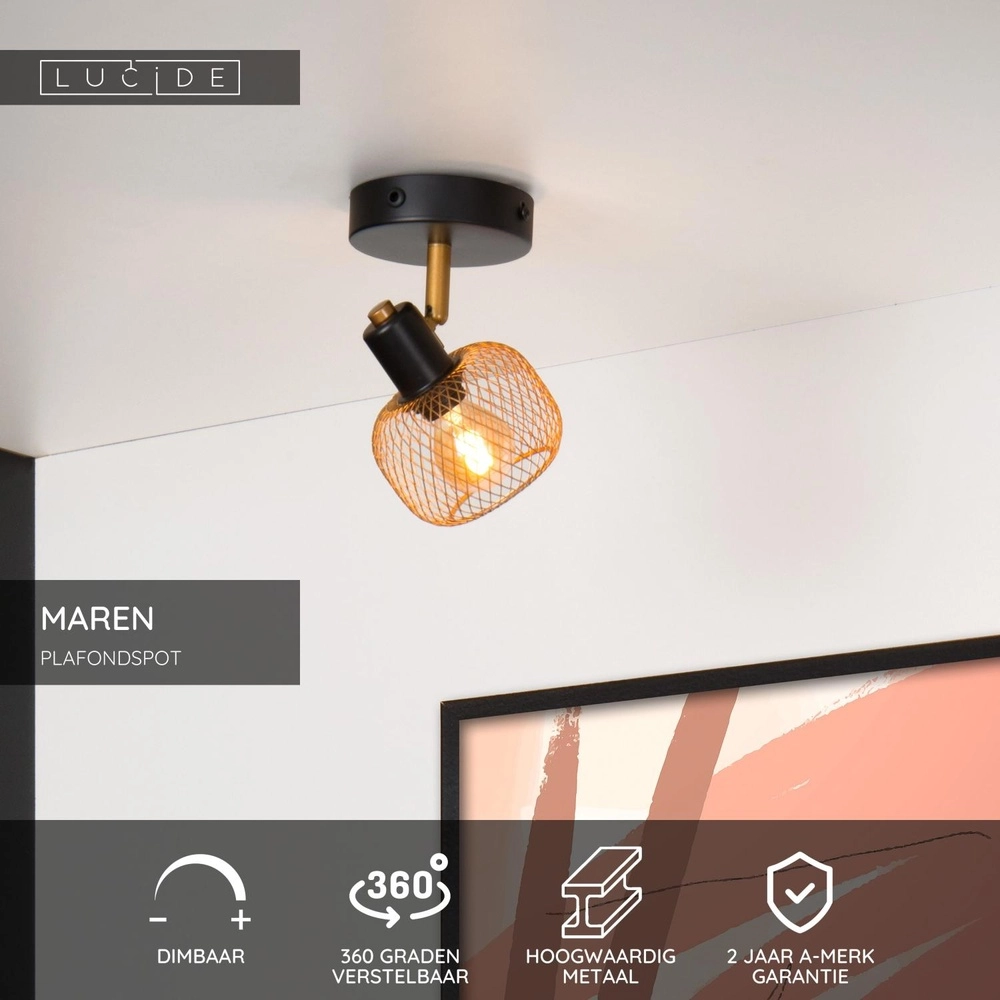 Plafondlampje Maren enkel goud Lucide 5411212771063
