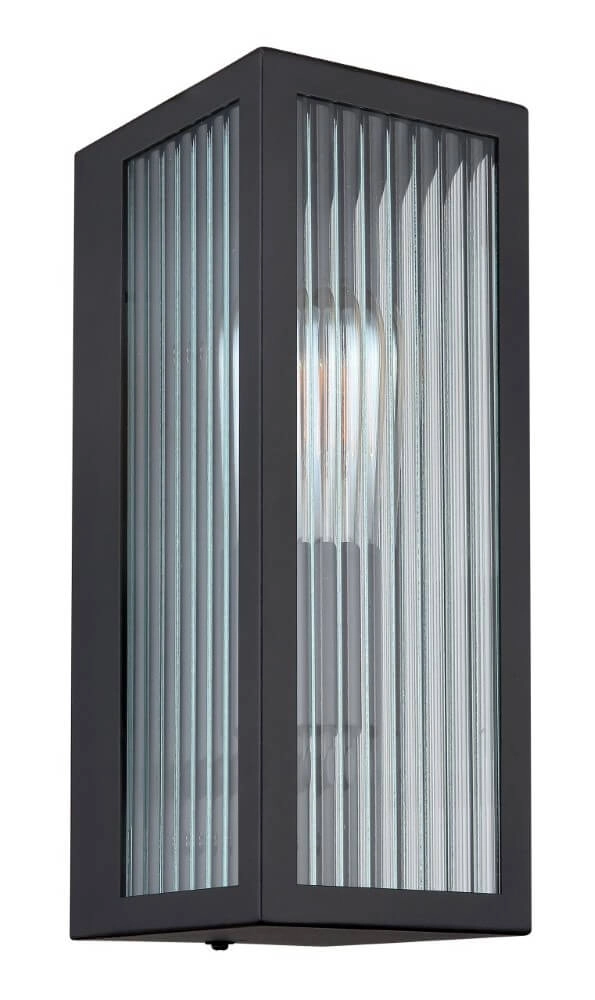 Zwarte wandlamp Gundula geribbeld glas Globo 9007371437801
