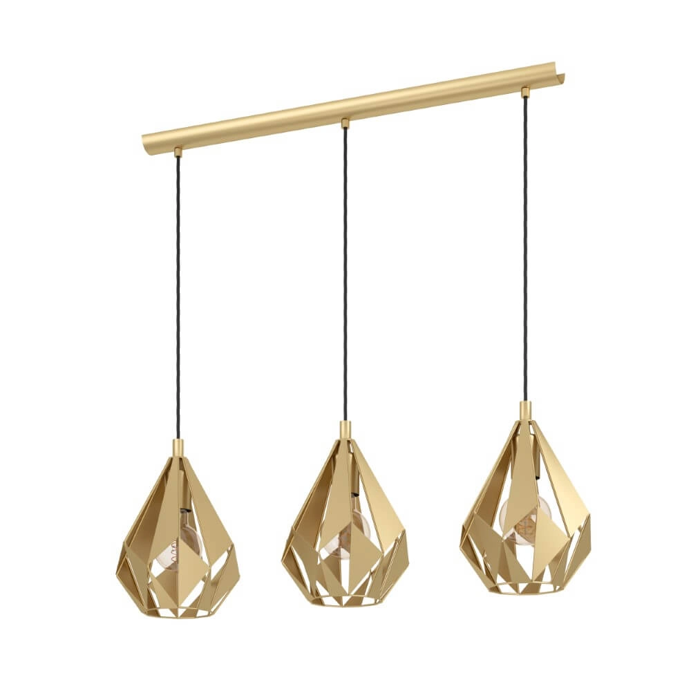 Gouden Carlton 3-lichts hanglamp Gouden Carlton 3-lichts hanglamp
