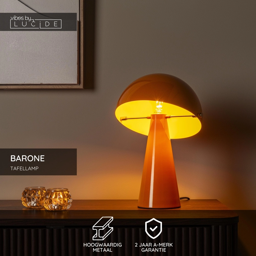 Tafellamp Barone oranje Ø 23cm Lucide Vibes 5411212650092