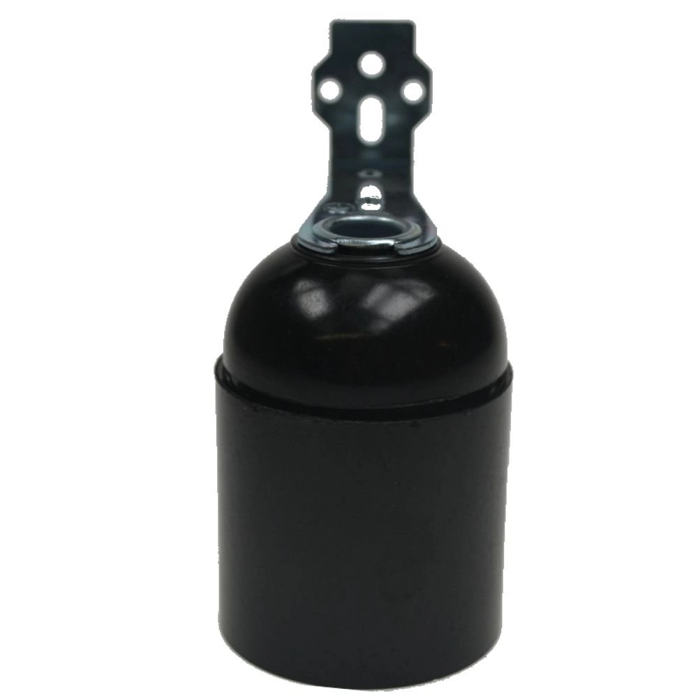 Fitting E27 - Base zwart met bevestingsplaatje