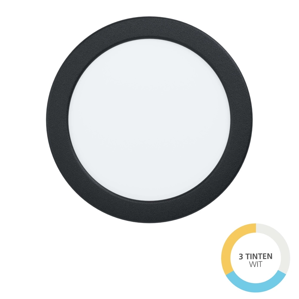 Inbouw lamp Fueva 6 rond - zwart - Ø 16,8cm