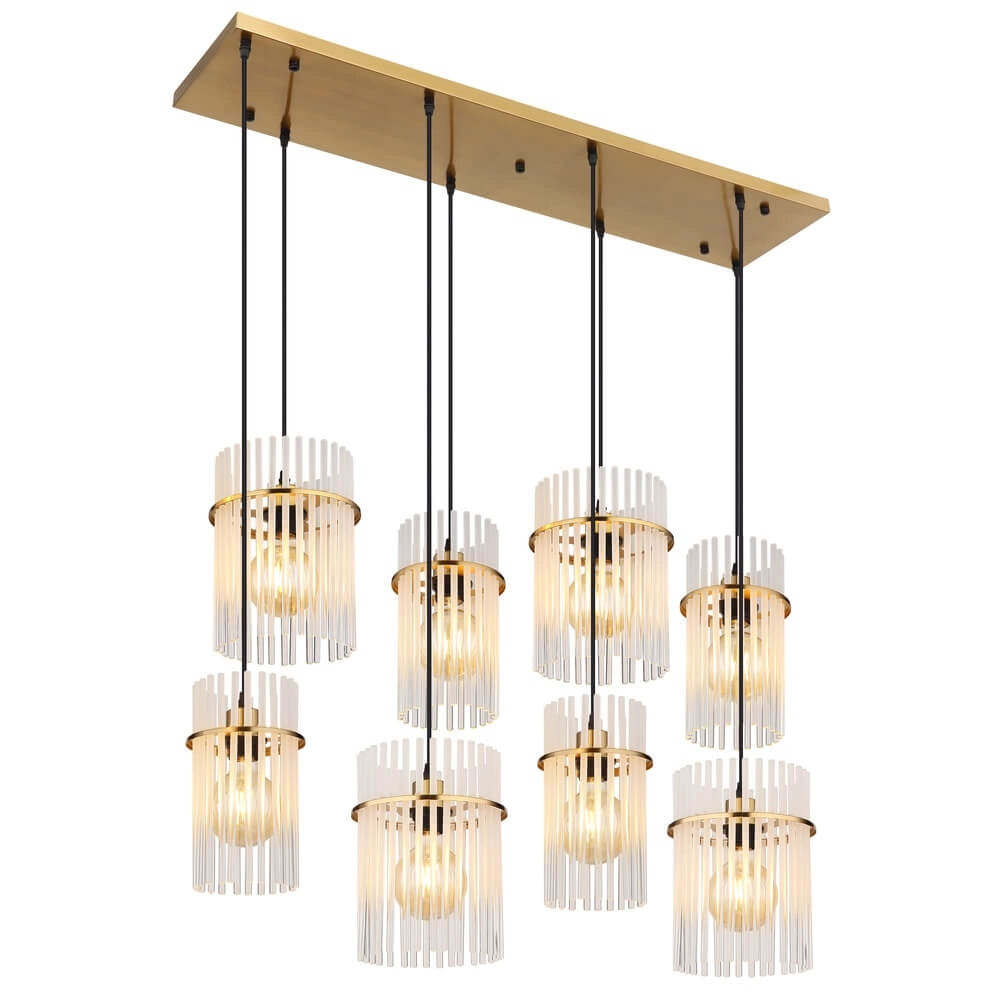 Gouden hanglamp Gorley met glas 8-lichts