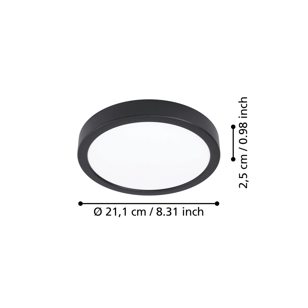 Led plafonnière Fueva 6 rond - zwart - Ø 21,1cm Eglo 9008606330072