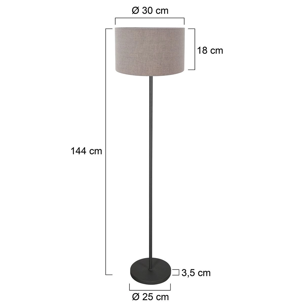 Zwarte vloerlamp Noor met kap grijs Steinhauer 8712746182392
