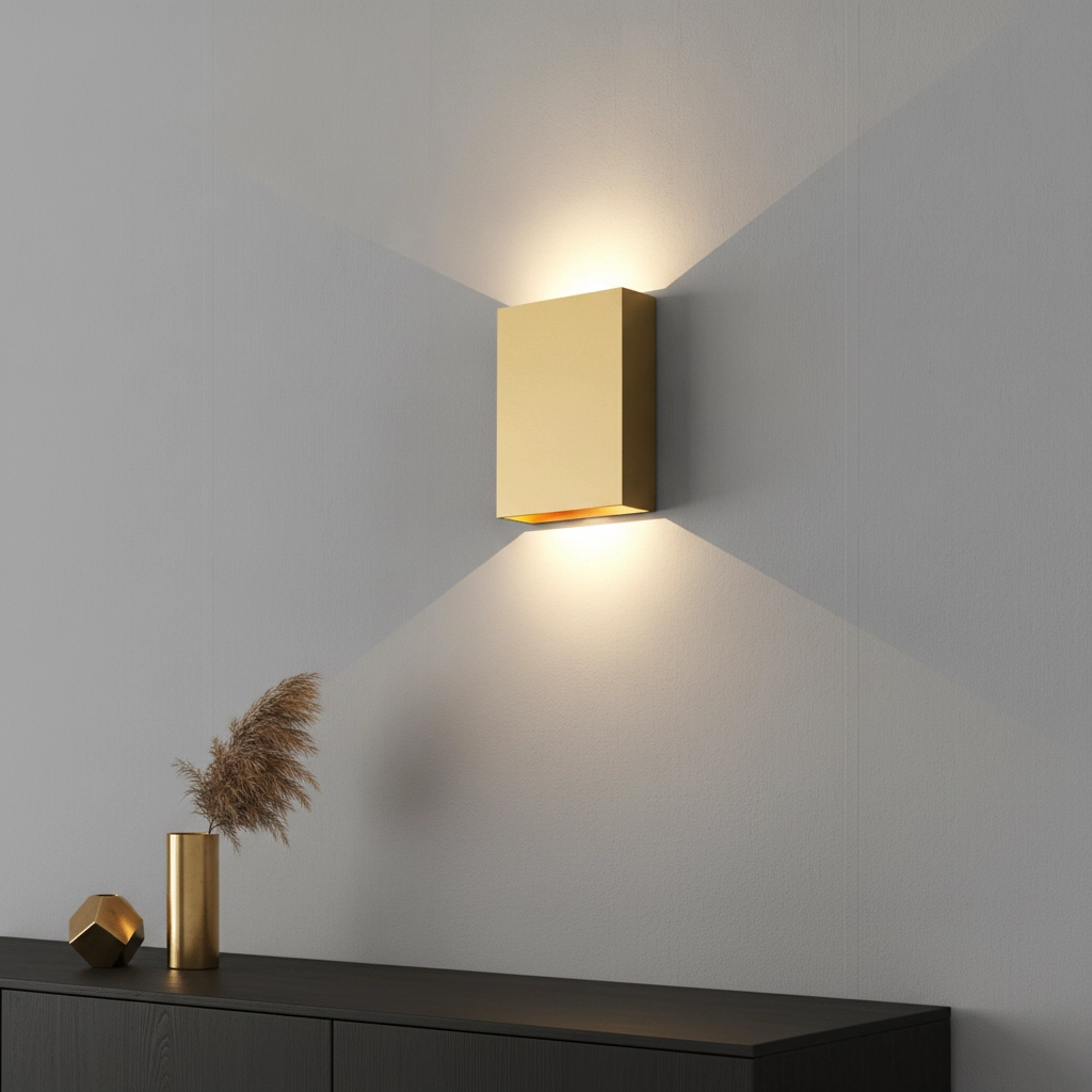 Strakke wandlamp Memphis warm goud