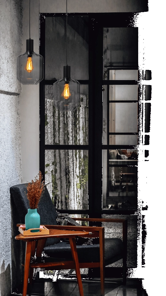 Hanglamp zwart Porto met Jagger smoke glas - Ø 19cm Masterlight 8718121269351