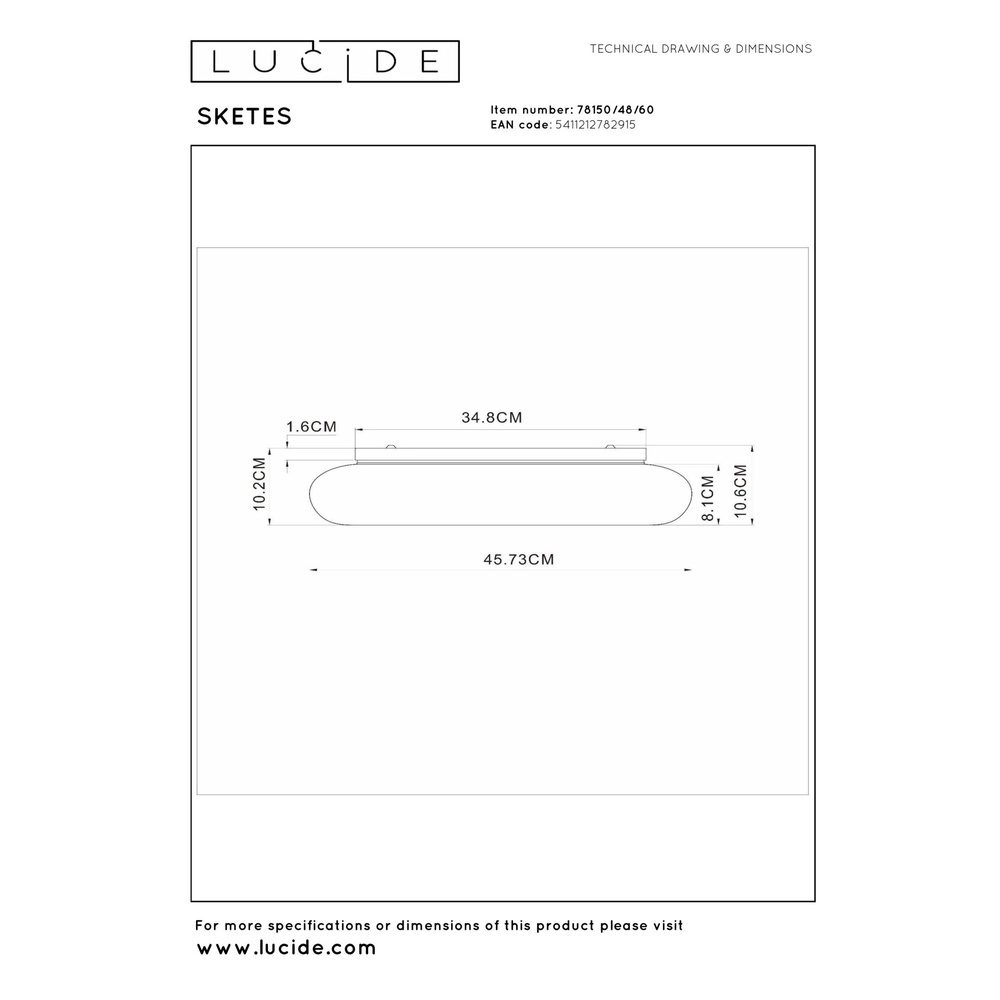 Plafonniere Sketes transparant Ø 45,7cm Lucide 5411212782915