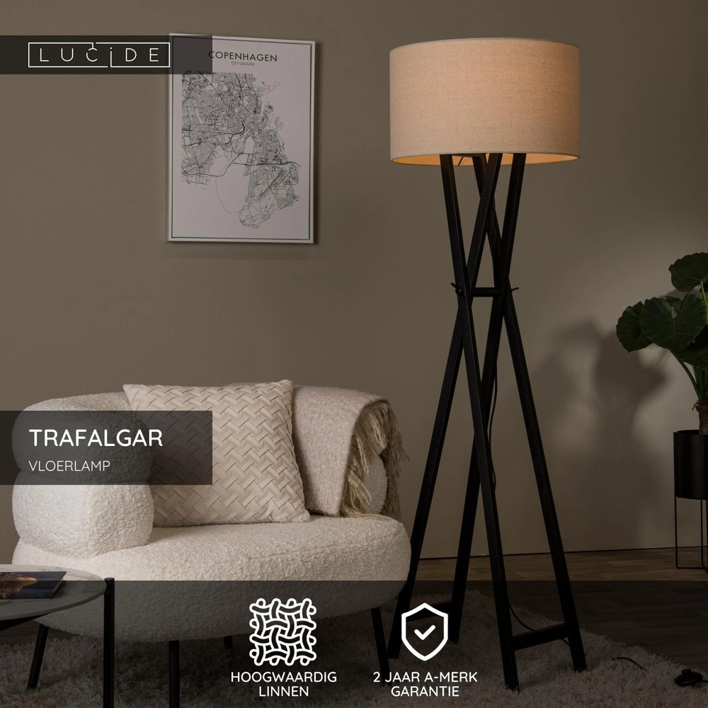 Vloerlamp Trafalgar zwart Lucide 5411212303424