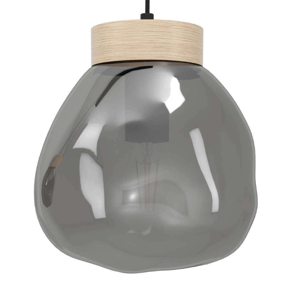 3-lichts hanglamp Magacela hout met smoke glas Stars of Light 9008606274499