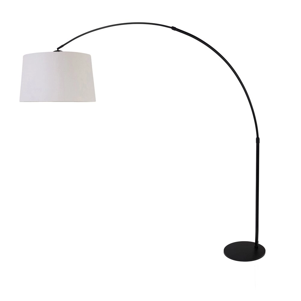 Booglamp Stresa zwart met effen wit lampenkap Booglamp Stresa zwart met effen wit lampenkap
