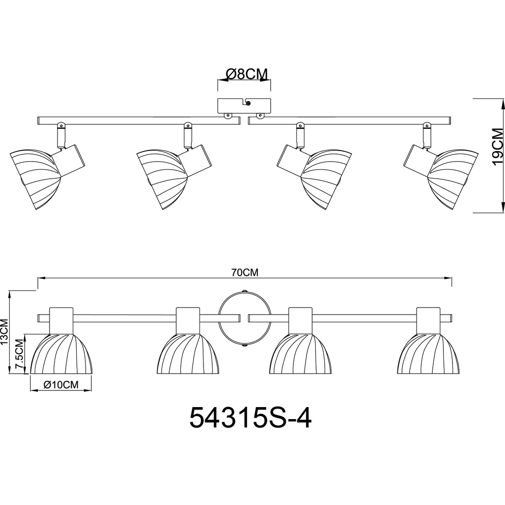 Plafondlamp 4-lichts Zachery zwart Globo 9007371525492