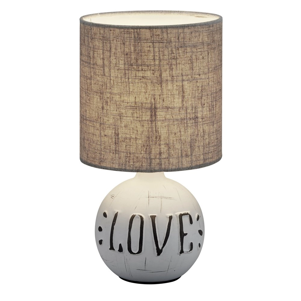 Landelijke schemerlamp Esna Love 16cm grijs
