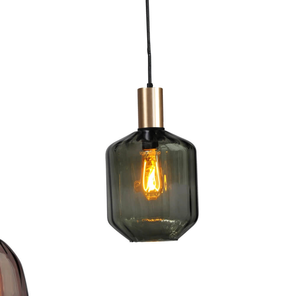 6-lichts hanglamp - goud - Porto met verschillende glazen Masterlight 8718121270661