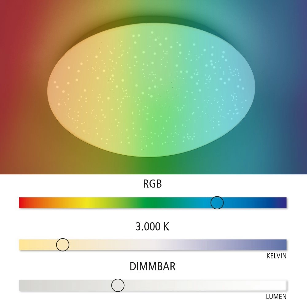 Instelbare plafonnière Skyler RGB 25cm met sterren effect Just Light 4043689928889