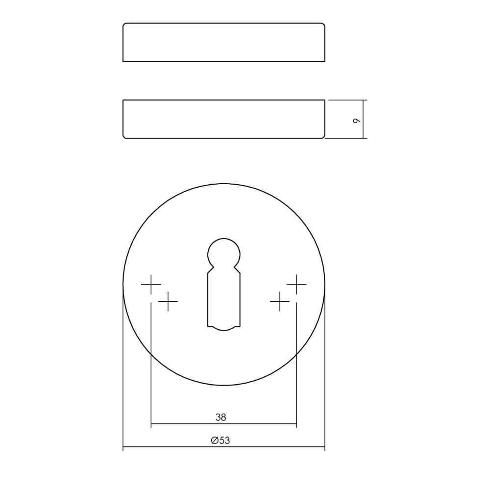 Set van 2 sleutelrozetten Tira rond messing getrommeld Ø 53mm Intersteel 8714186696781