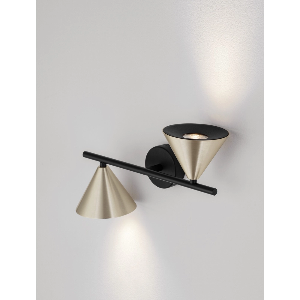 Wandlamp Conico dubbel zwart met goud Lyora 5212017475398