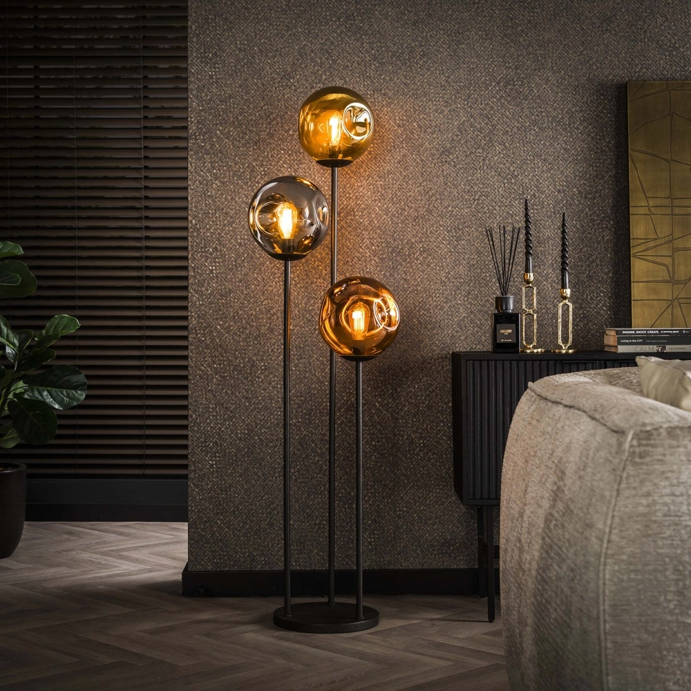 Glazen vloerlamp Stellar 3-lichts