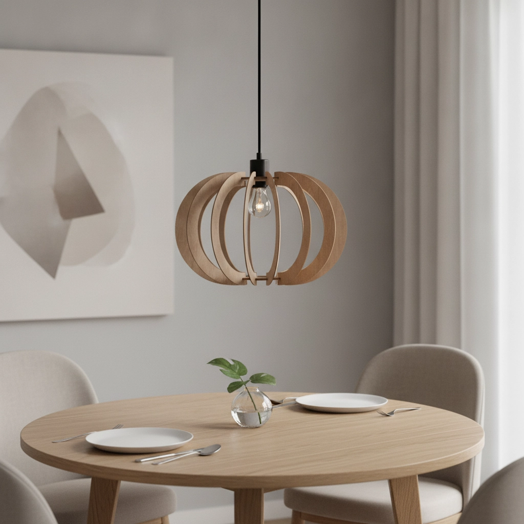 Houten hanglamp Ottoline donker Ø 40cm