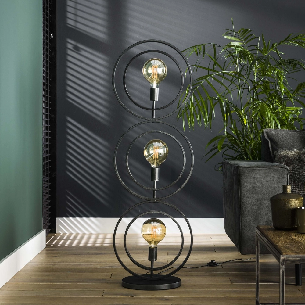 3-lichts charcoal vloerlamp Turn E27 - Ø 40cm Lyora 8716803513082