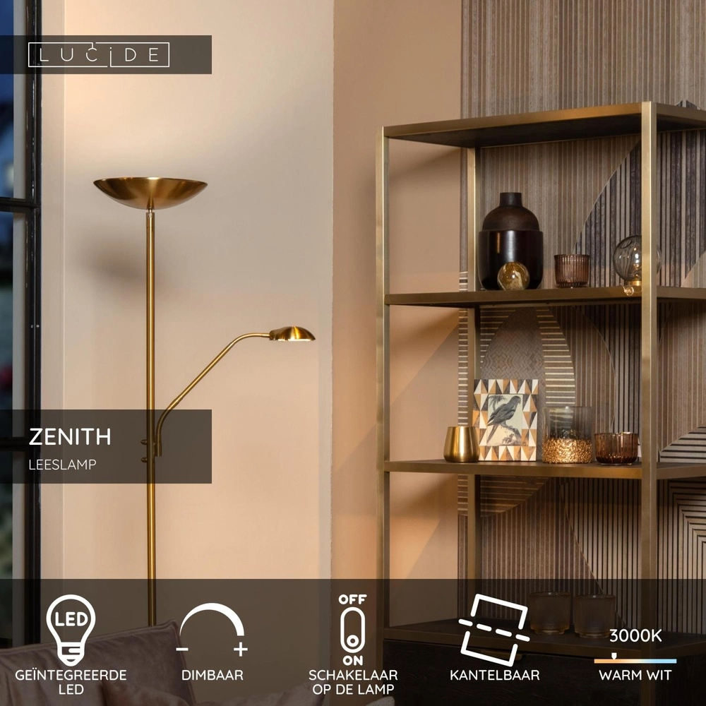 Leeslamp Zenith goud Lucide 5411212194008